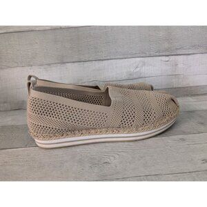 BOBS By Skechers Womens Memory Foam Espadrille Slip-On Flats Size 8 Beige